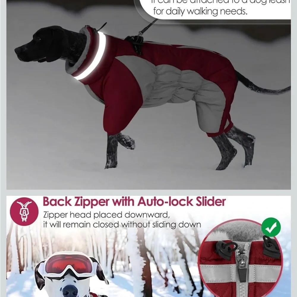 AOFITEE Fullbody Dog Coat Warm Fleece, Windproof W/Harness Built In S / 568-2